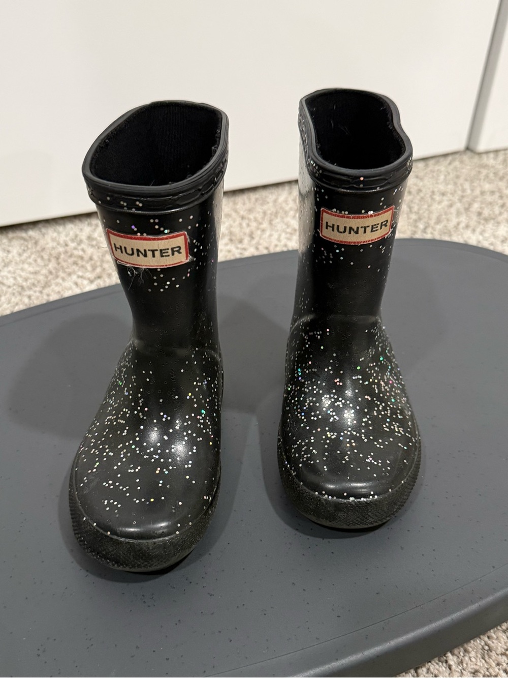 Hunter Kids Black Sparkle Rain Boots